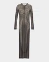 Jean Paul Gaultier Printed Spiraral Long Dress Woman Black In Blackgreyecru