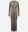 Jean Paul Gaultier Printed Spiraral Long Dress Woman Black In Black