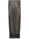 Jean Paul Gaultier Mesh Spiral Printed Long Skirt In Black
