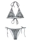 Jean Paul Gaultier Spiral-print Bikini In Black