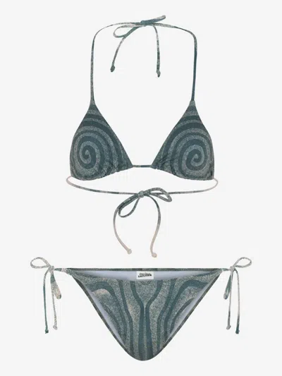Jean Paul Gaultier Spiral-print Bikini In Blue