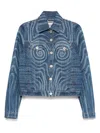 Jean Paul Gaultier Blue Spiral Denim Jacket In Blue