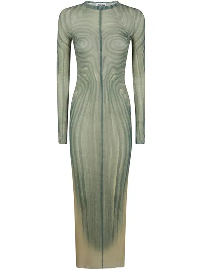 JEAN PAUL GAULTIER SPIRAL-PRINT MAXI DRESS