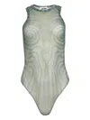 Jean Paul Gaultier Spiral-print Mesh Bodysuit