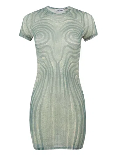 Jean Paul Gaultier Spiral-print Mesh Dress