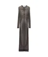 Jean Paul Gaultier Printed Spiraral Long Dress Woman Black In Black