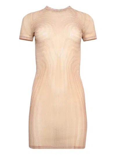 Jean Paul Gaultier Spiral-print Mesh Mini Dress