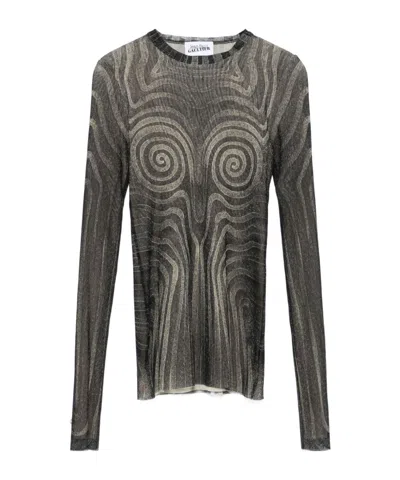 JEAN PAUL GAULTIER SPIRAL-PRINT MESH TOP
