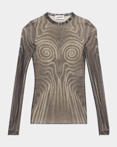 JEAN PAUL GAULTIER SPIRAL PRINT MESH TOP