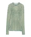 Jean Paul Gaultier Crew Neck Sheer Spiral Print Top In Gray