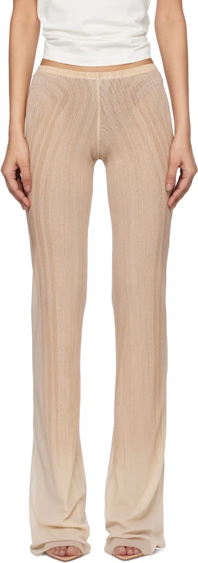 Jean Paul Gaultier Spiral-print Mesh Trousers In Brown