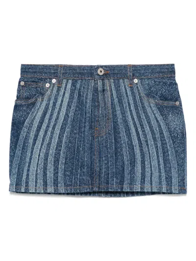 Jean Paul Gaultier Spiral-print Mini Skirt In Blue