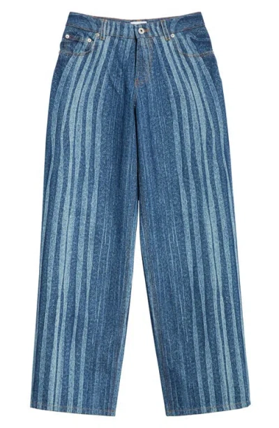 Jean Paul Gaultier Spiral Print Straight Leg Jeans In Indigo