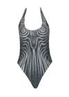 Jean Paul Gaultier Patterned One Piece Swimsuit In Black