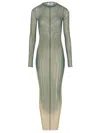 Jean Paul Gaultier Mesh Long Dress With Spiral Print And Ruffles