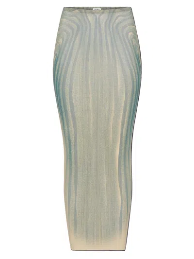 JEAN PAUL GAULTIER JEAN PAUL GAULTIER SPIRAL PRINTED MESH LONG SKIRT