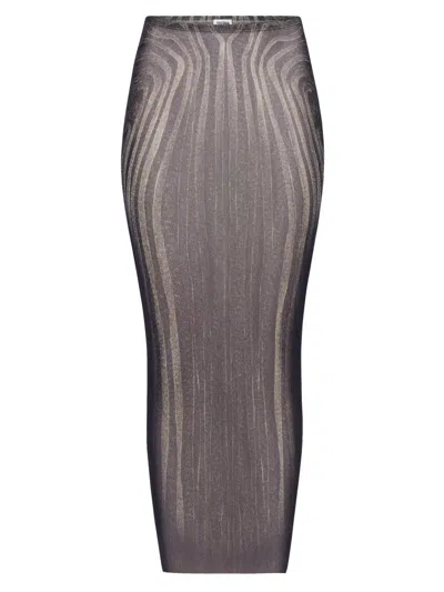 JEAN PAUL GAULTIER JEAN PAUL GAULTIER SPIRAL PRINTED MESH LONG SKIRT
