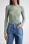 Jean Paul Gaultier Spiral Sheer Mesh Top