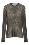 Jean Paul Gaultier Mesh Top With Geometric Pattern And Spiral Print In Black/grey/ecru