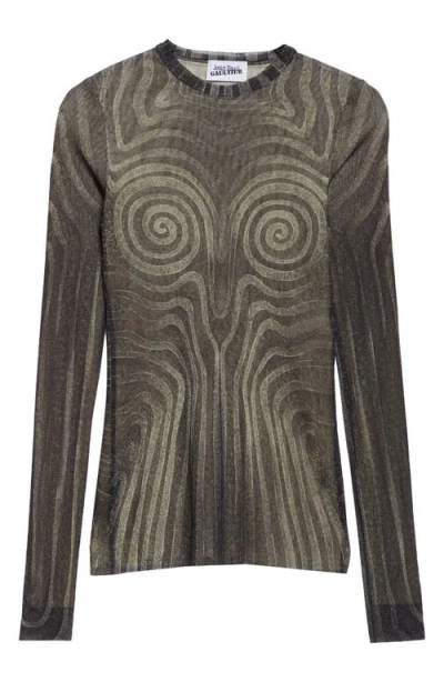 JEAN PAUL GAULTIER JEAN PAUL GAULTIER SPIRAL SHEER MESH TOP