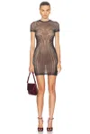 Jean Paul Gaultier Spiral Short Dress In Black  Grey  & Ecrublack  Grey  & Ecru