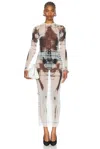 Jean Paul Gaultier Squeletor Maxi Dress In White & Black