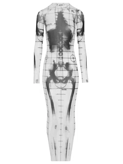 Jean Paul Gaultier Squeletor Long Dress Woman White In 0100 White/black