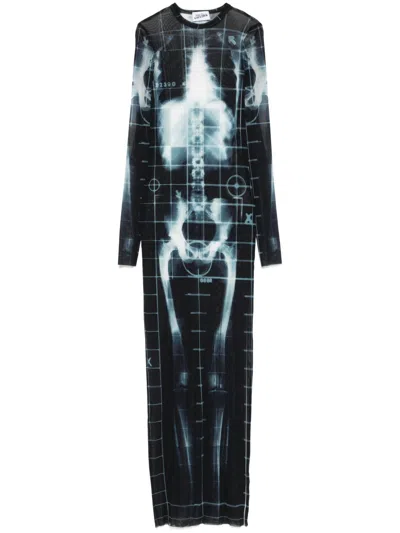 Jean Paul Gaultier Squeletor Maxi Dress In Black