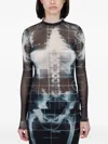 Jean Paul Gaultier The Squeletor Long Sleeves Mesh Top In Black
