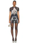 Jean Paul Gaultier Squeletor Short Dress Woman Black And Blue In Black  Navy  & Light Blue