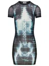 Jean Paul Gaultier Squeletor Short Dress Woman Black And Blue