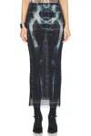 Jean Paul Gaultier Gonna Lunga Con Stampa Squeletor In Black  Navy  & Light Blue