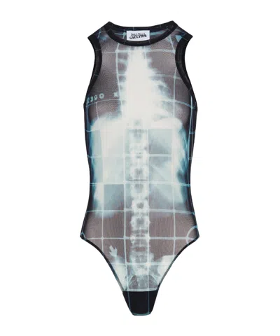 JEAN PAUL GAULTIER JEAN PAUL GAULTIER X-RAY PRINT BODYSUIT TOP