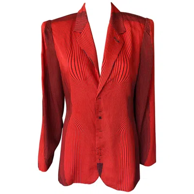 Pre-owned Jean Paul Gaultier S/s 1996 Vintage Cyberbaba Optical Illusion Jacket Blazer Top In Red