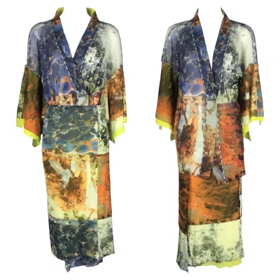 Pre-owned Jean Paul Gaultier S/s 1999 Abstract Bacteria Kimono Mesh Set In Brown