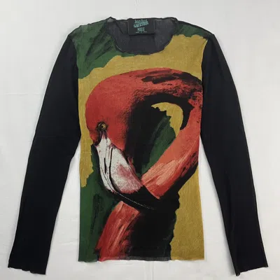 Pre-owned Jean Paul Gaultier Ss1996  Flamingo Mesh Elastic Top Vintage