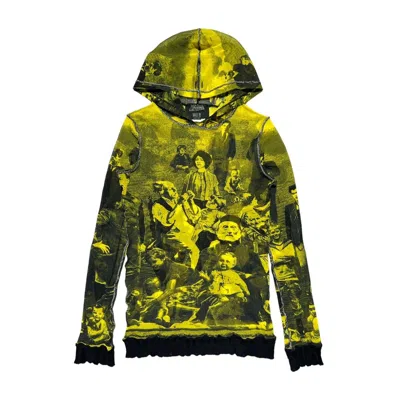 Pre-owned Jean Paul Gaultier Ss1998 Faces Mesh Hoodie In Yellow