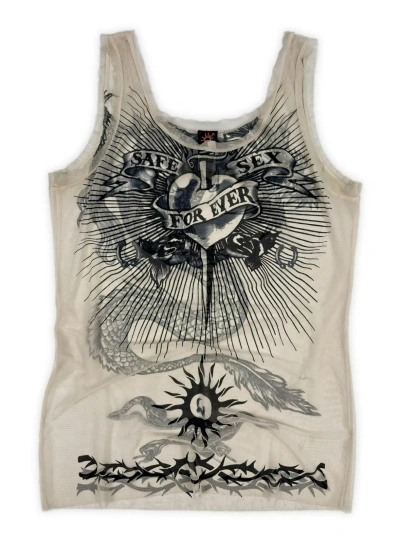 Pre-owned Jean Paul Gaultier Ss96  Safe Sex Forever Mesh Tattoo Tanktop