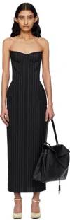 Jean Paul Gaultier Ssense Exclusive Black 'the Long Bustier' Midi Dress In 0001-black/white