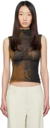 Jean Paul Gaultier Ssense Exclusive Green High Neck Printed Acid Water Top In Black