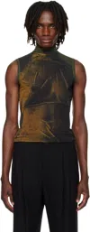 Jean Paul Gaultier Ssense Exclusive Khaki & Black High Neck Printed Water Tank Top In Multi