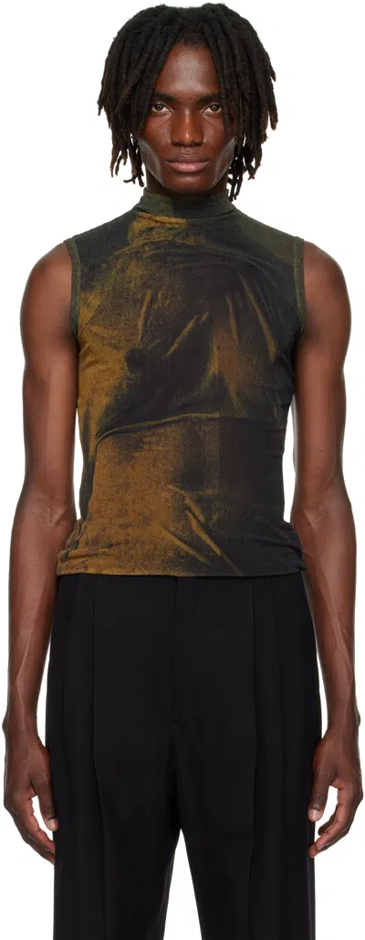 Jean Paul Gaultier Ssense Exclusive Khaki & Black High Neck Printed Water Tank Top In Multi