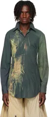 Jean Paul Gaultier Ssense Exclusive Khaki & Black Mesh Printed Acid Water Shirt In Blue
