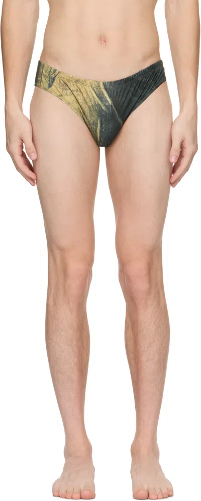 JEAN PAUL GAULTIER SSENSE EXCLUSIVE NAVY & YELLOW BODY PRINTED WATER SWIM BRIEFS