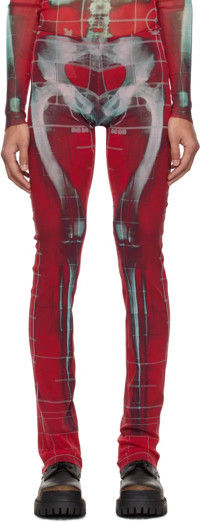 Jean Paul Gaultier Ssense Exclusive Red & Blue Printed Squeletor Trousers In 3058-red/blueduck
