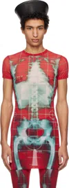 Jean Paul Gaultier Ssense Exclusive Red & Blue Squeletor Mini Dress T-shirt In 3058-red/blueduck