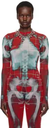 Jean Paul Gaultier Ssense Exclusive Red & Blue 'the Red Squeletor' T-shirt In 3058 Red/blueduck
