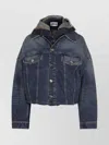 Jean Paul Gaultier Stitched Contrast Hooded Jacket With Front Pockets In Blue