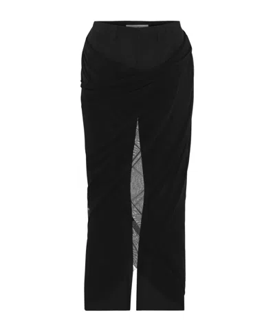 Jean Paul Gaultier Straight Leg Trousers With Draped Black Tulle Overlay