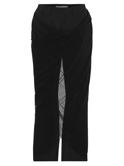 Jean Paul Gaultier Straight Leg Trousers With Draped Tulle Overlay